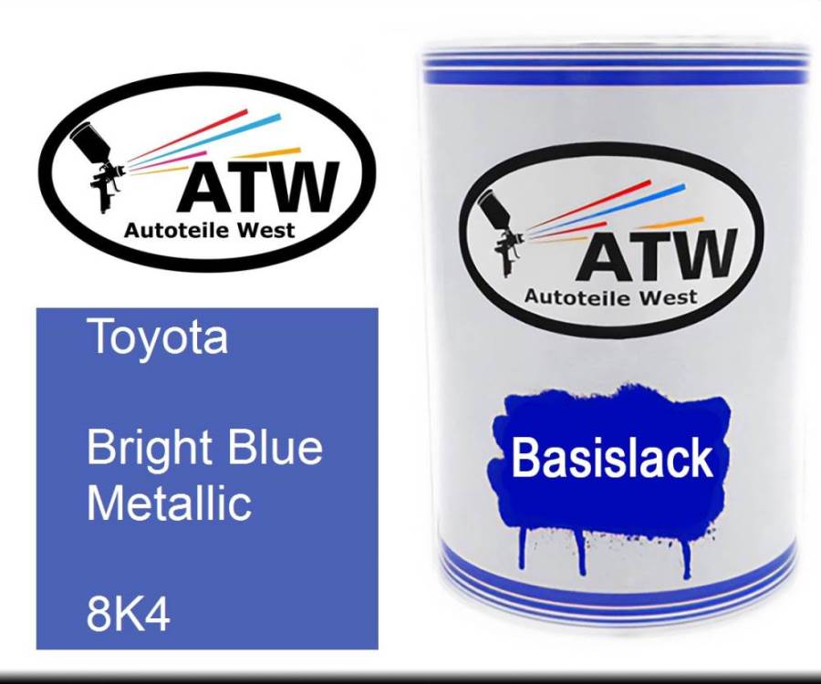 Toyota, Bright Blue Metallic, 8K4: 500ml Lackdose, von ATW Autoteile West.